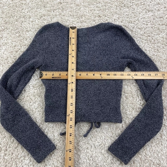 Women's Blue V-Neck Ruched Top - Picture 9 of 9